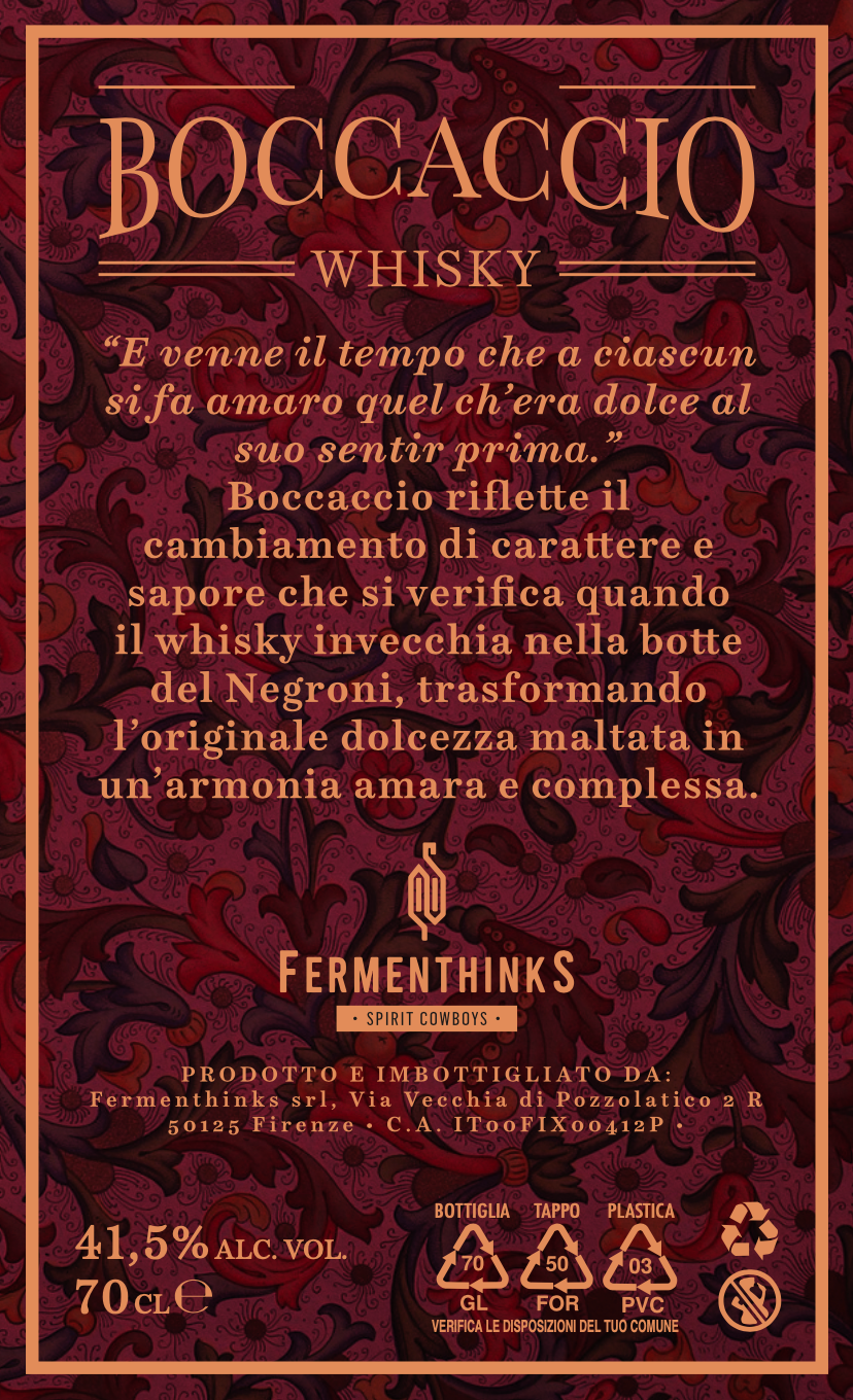 Whisky Boccaccio, 41,5% abv , bottiglia da 700 ml